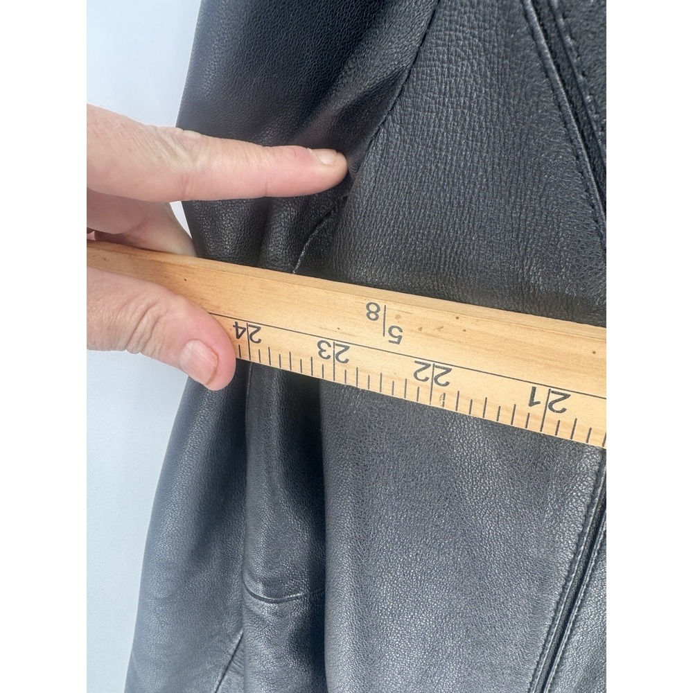 JLC New York Women's Black 100% Leather Blazer Jacket Size XL One Button Lined - Picture 6 of 8